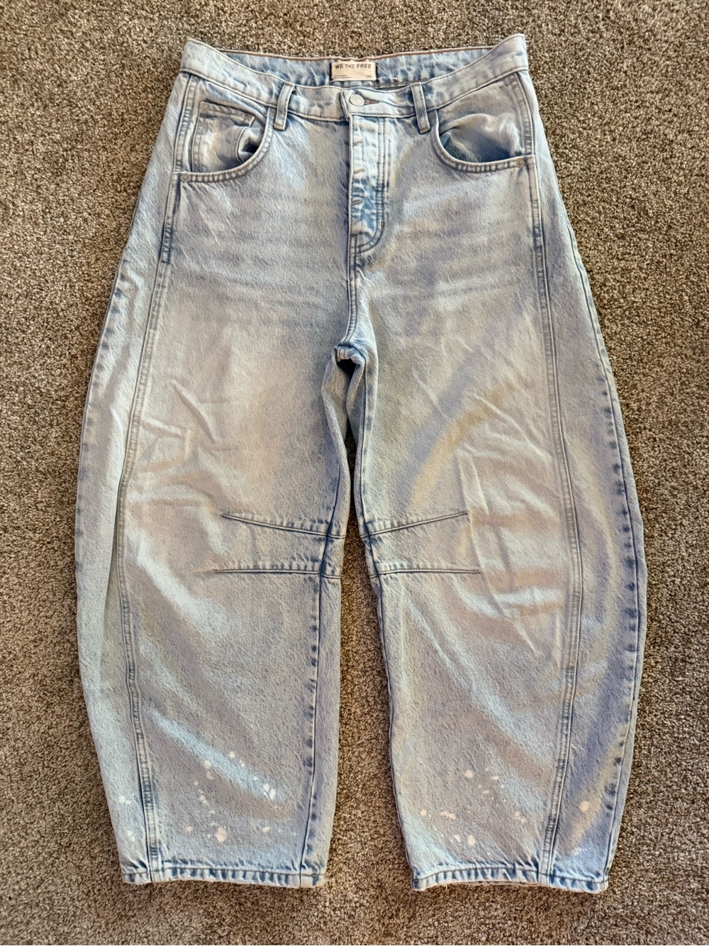 We the Free Good Luck Mid-Rise Barrel Jeans, Aagean, 28